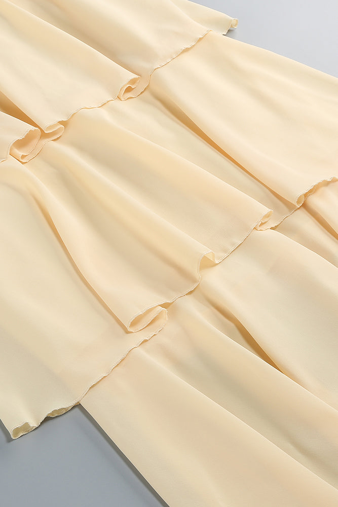 Halterneck Corsage Tiered Detail Maxi Dress