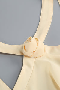 Halterneck Corsage Tiered Detail Maxi Dress