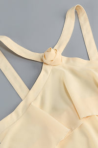 Halterneck Corsage Tiered Detail Maxi Dress