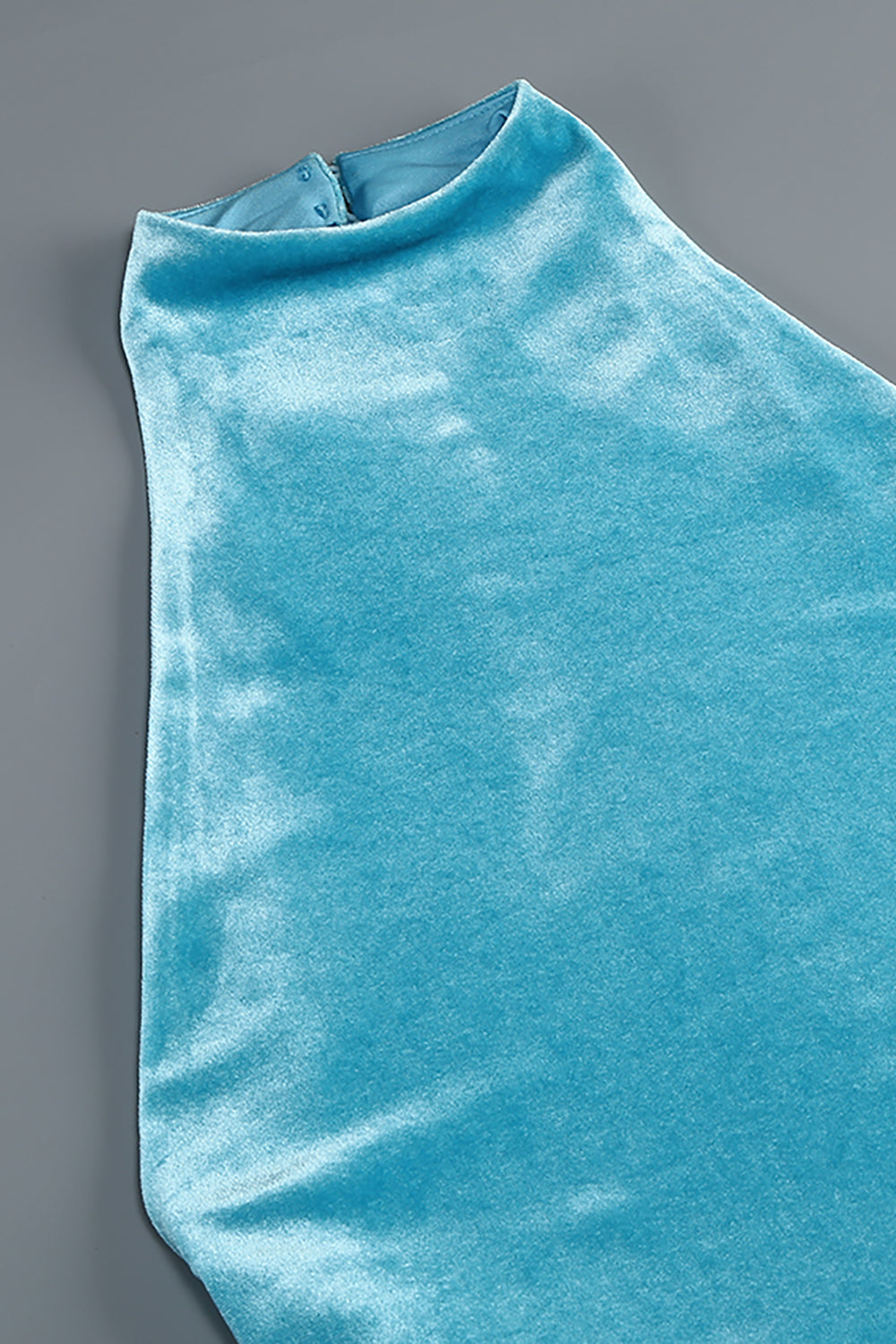 Halterneck Fringe Velvet Dress