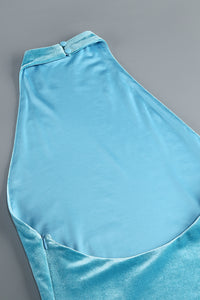 Halterneck Fringe Velvet Dress