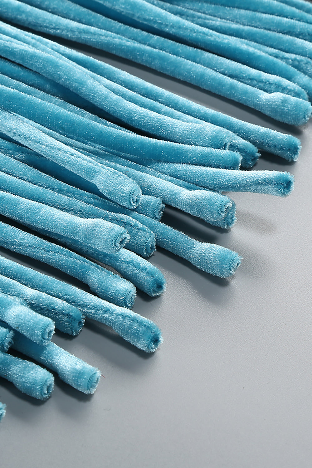 Halterneck Fringe Velvet Dress