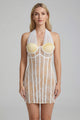 Halterneck Lace Mini Dress  in White