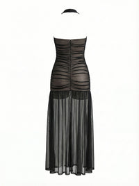 Halterneck Ruched Maxi Dress