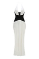 Halterneck White and Black Corset Maxi Dress
