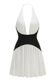 Halterneck White and Black Corset Mini Dress