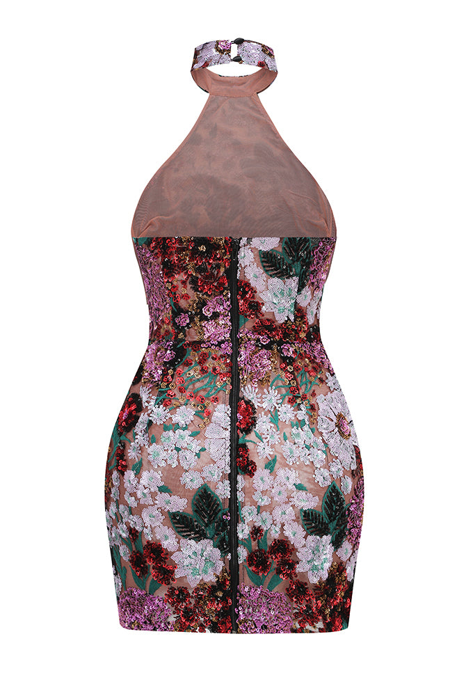 Halter Open Back Mini Dress