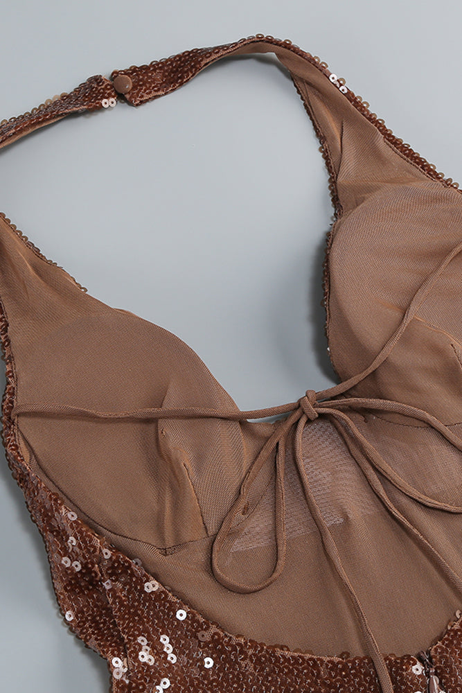 Halterneck Sequined Gown