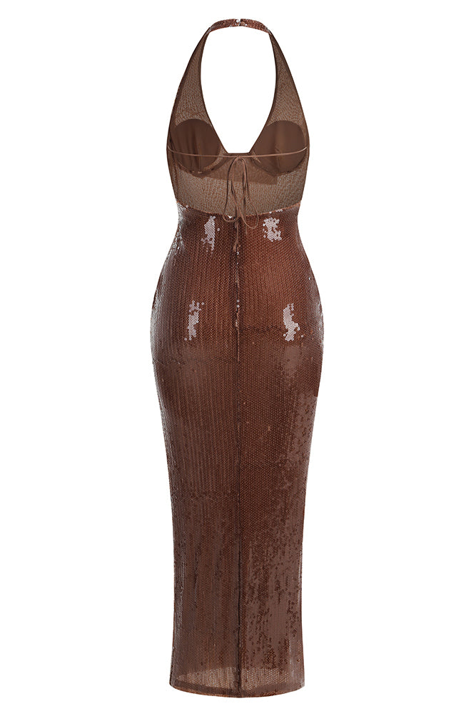 Halterneck Sequined Gown