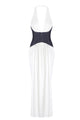 Halterneck White and Black Corset Maxi Dress