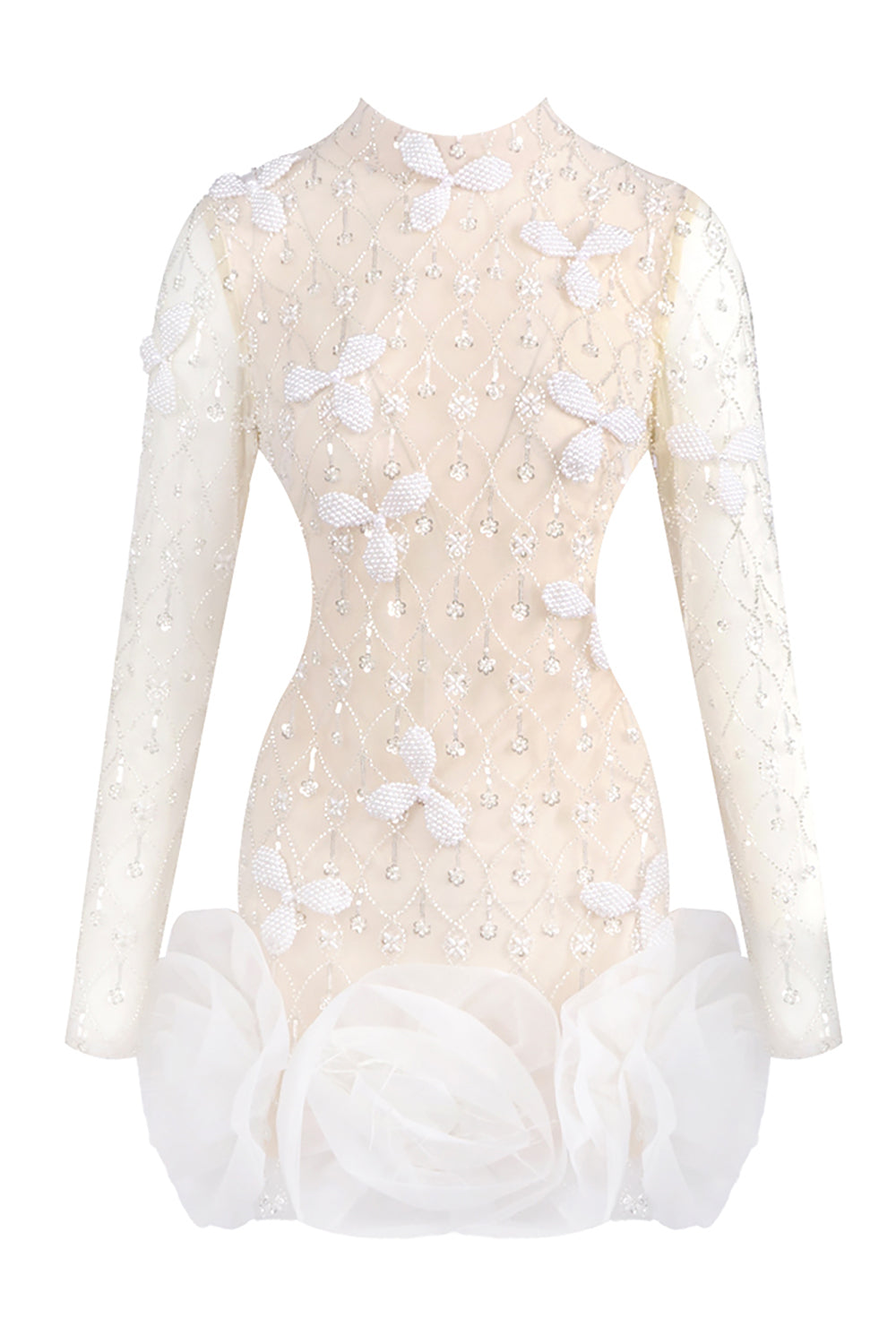 Hand Beaded High Neck Mini Dress CHICIDA Hand Beaded High Neck Mini Dress CHICIDA