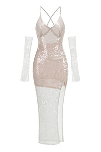 Handmade Sequin Chain Semi Sheer Dress