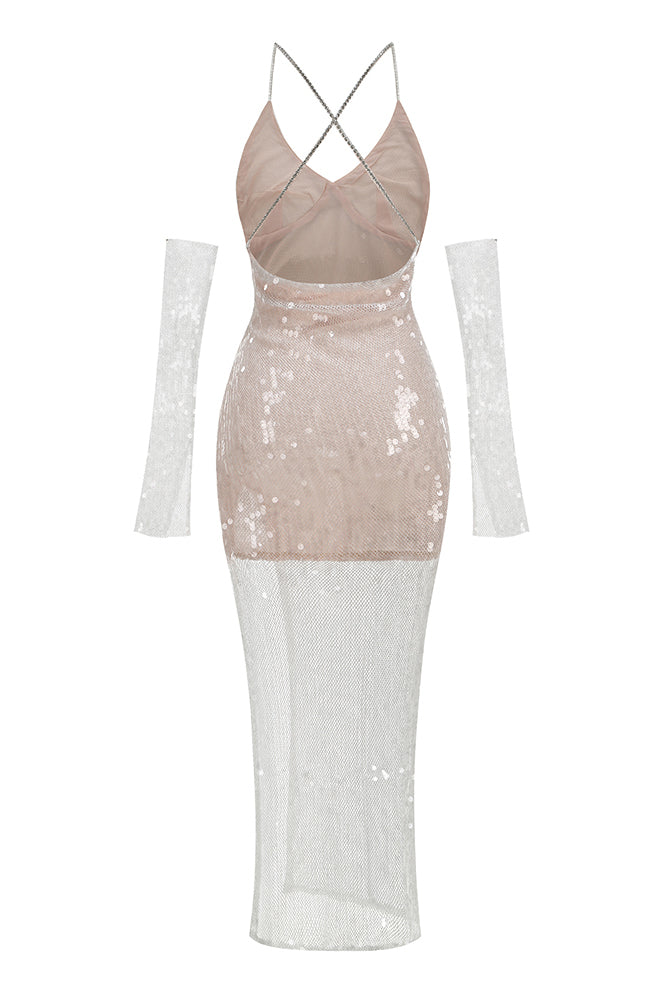 Handmade Sequin Chain Semi Sheer Dress