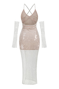 Handmade Sequin Chain Semi Sheer Dress