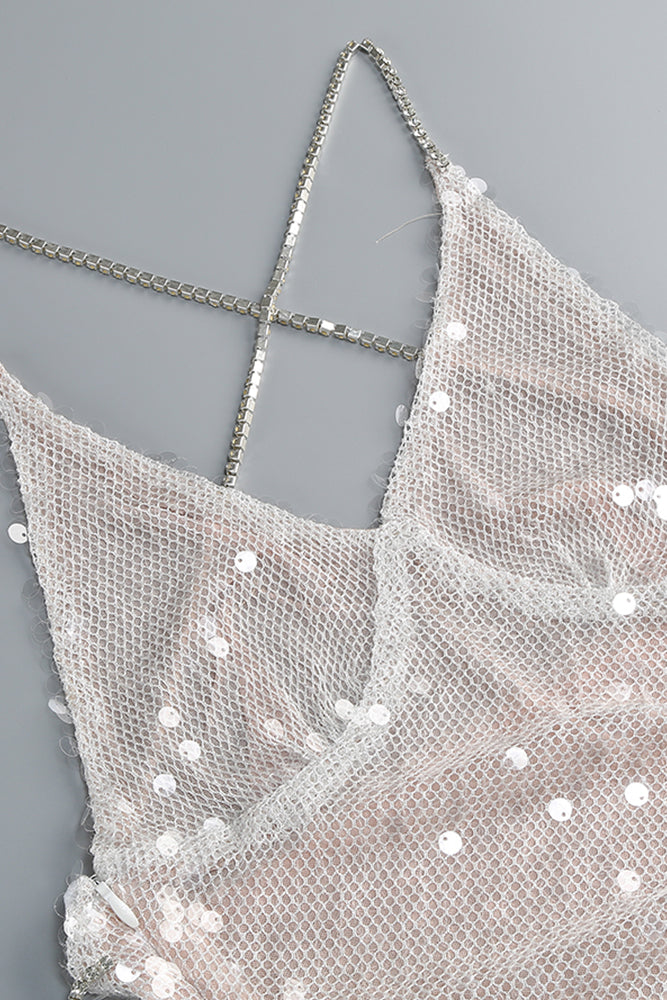 Handmade Sequin Chain Semi Sheer Dress