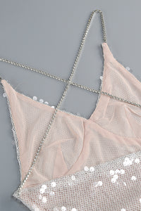 Handmade Sequin Chain Semi Sheer Dress