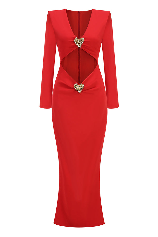 Heart Details Cut-out Maxi Dress CHICIDA Heart Details Cut-out Maxi Dress CHICIDA