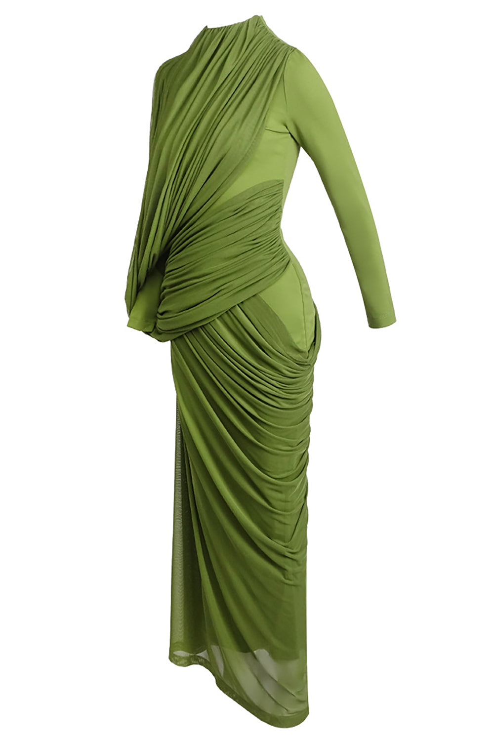 High Neck Asymmetrical Draped Gown