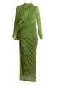 High Neck Asymmetrical Draped Gown