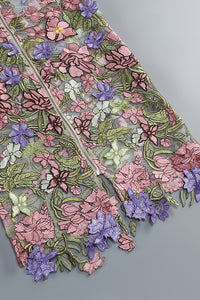 Iris Floral Strapless Ankle Dress in Pink Purple Multi