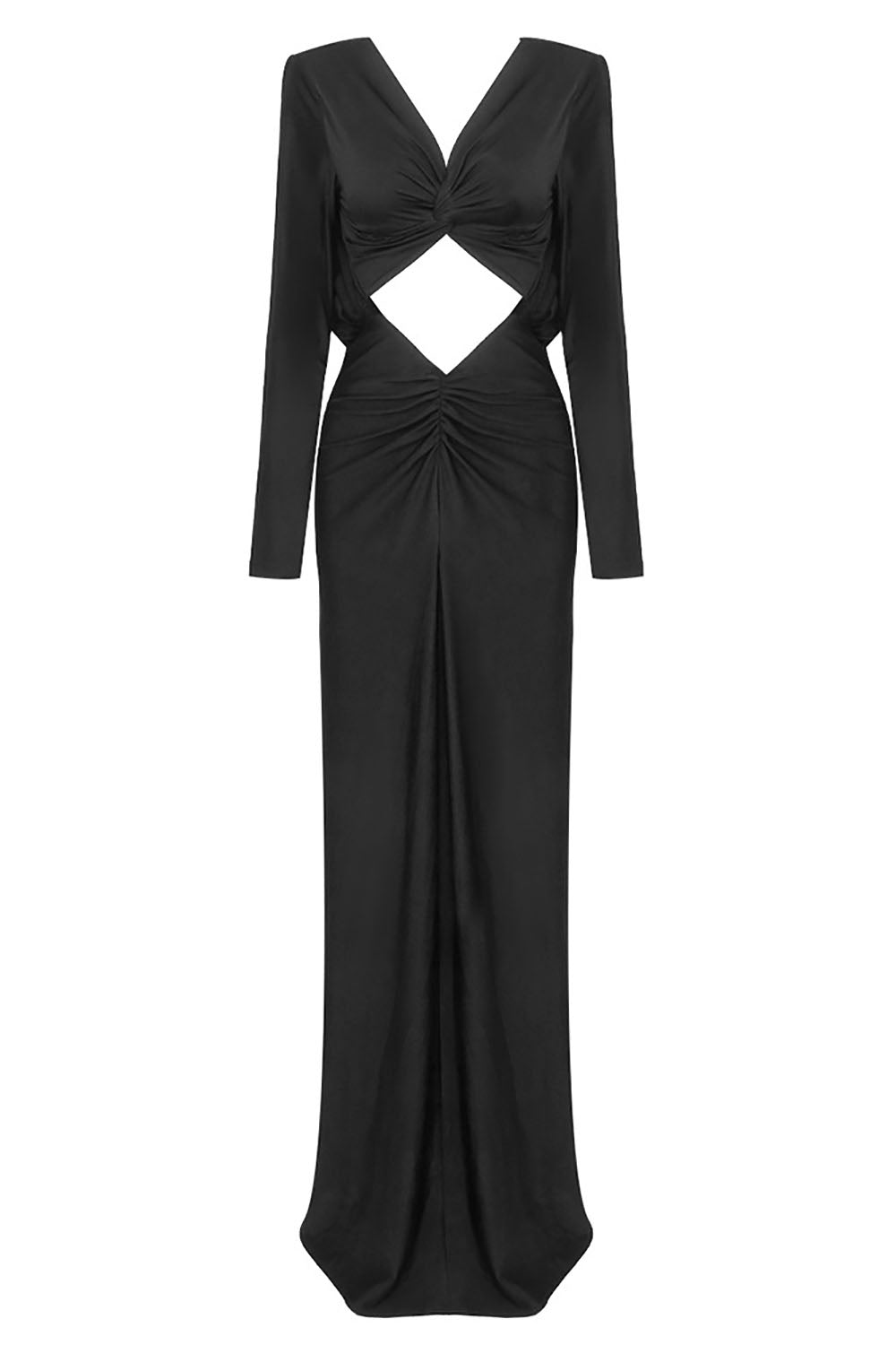 Jersey Cut Out Ruched Gown In Black