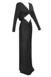 Jersey Cut Out Ruched Gown In Black