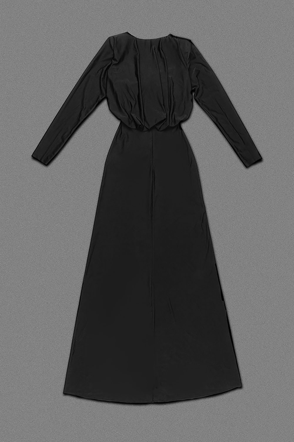 Robe froncée découpée en jersey noir