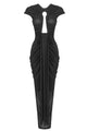 Keyhole Little Black Mesh Maxi Dress