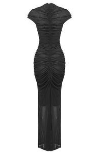 Keyhole Little Black Mesh Maxi Dress