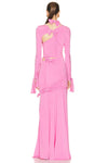 Knotted Cutout Maxi Slits Gown in Pink