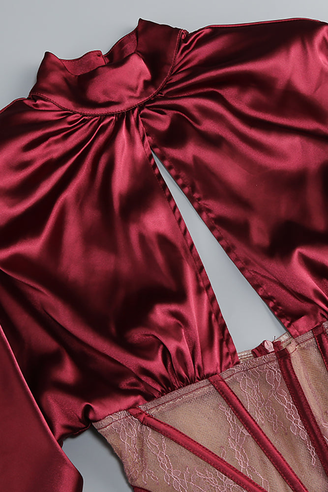 Lace-panel Gathered Mini Dress