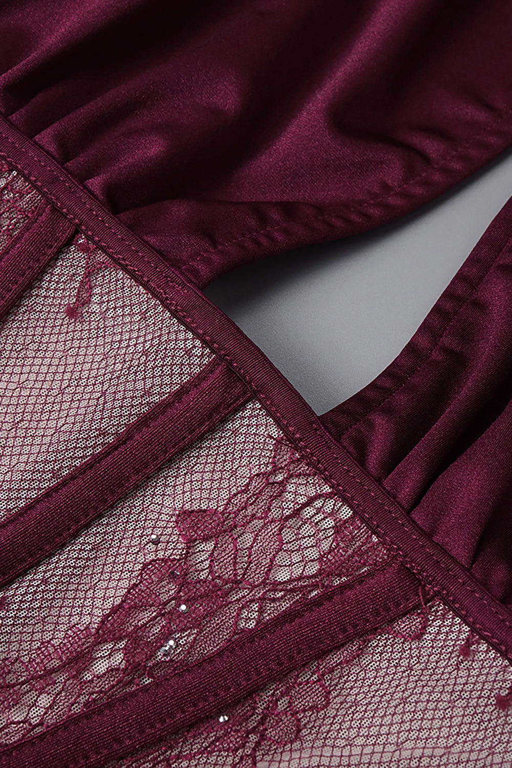 Lace-panel Gathered Mini Dress