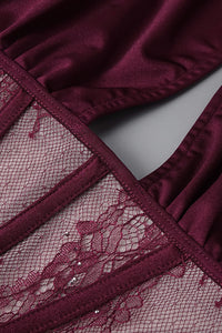 Lace-panel Gathered Mini Dress