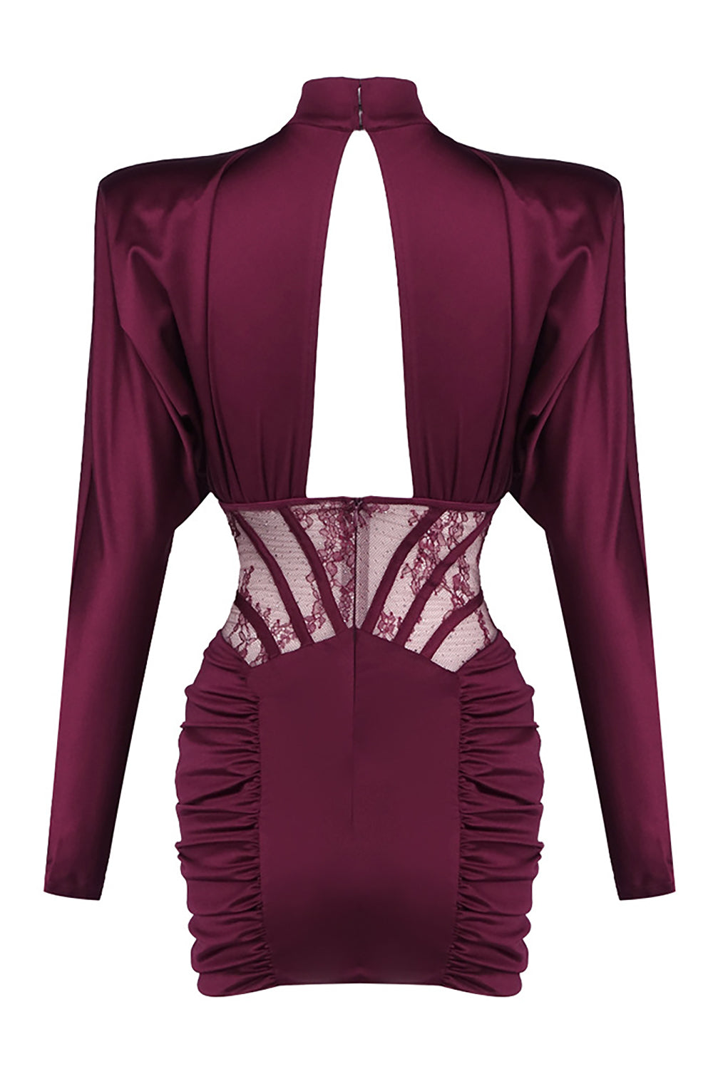 Lace-panel Gathered Mini Dress