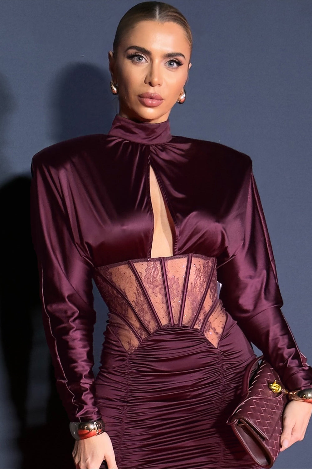 Lace-panel Gathered Mini Dress