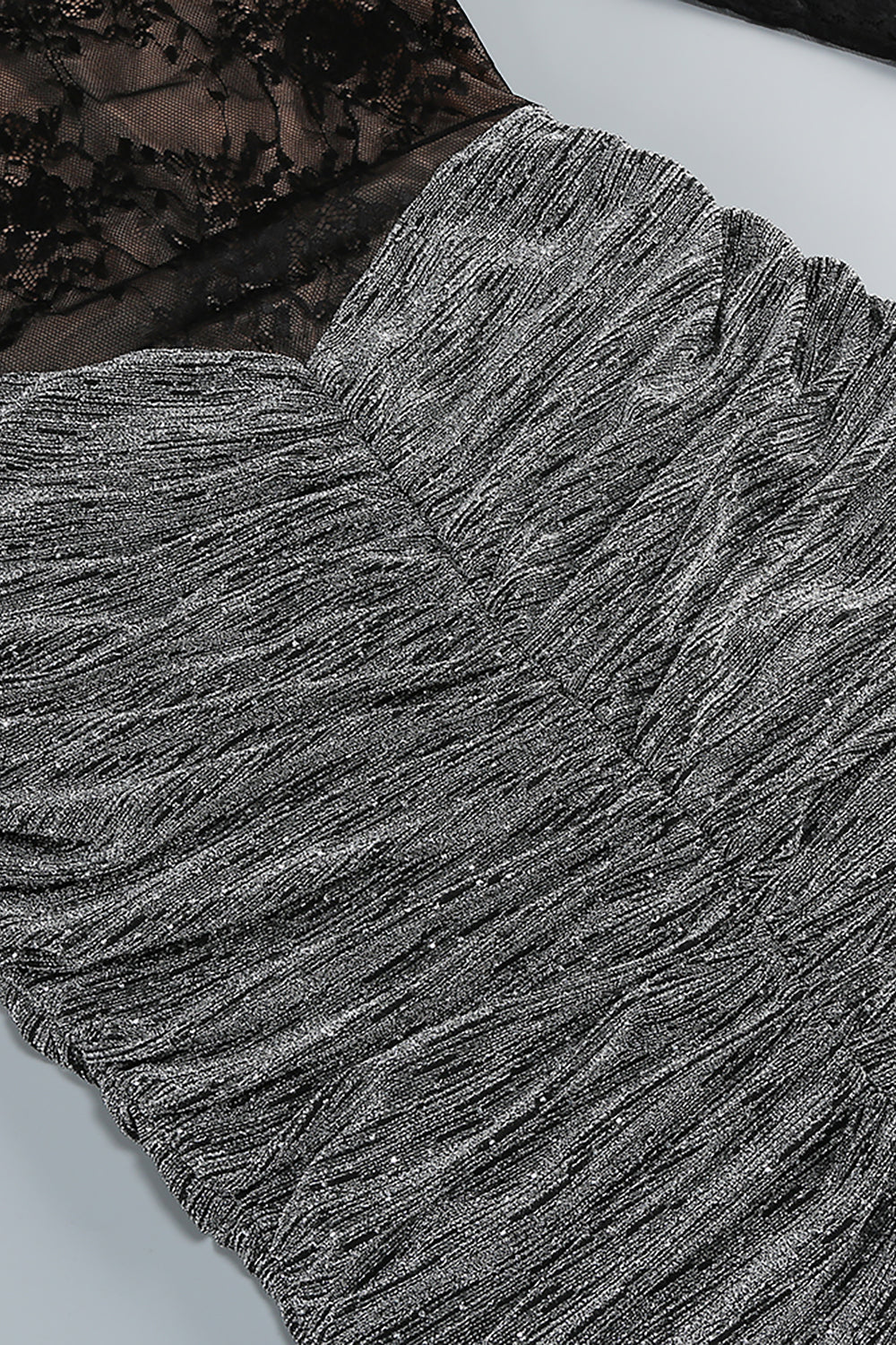 Lace Crystal Embellished Draped Dress In Black