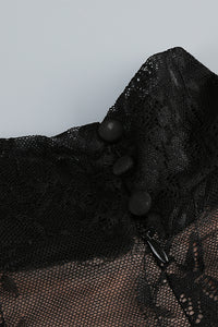 Lace Crystal Embellished Draped Dress In Black