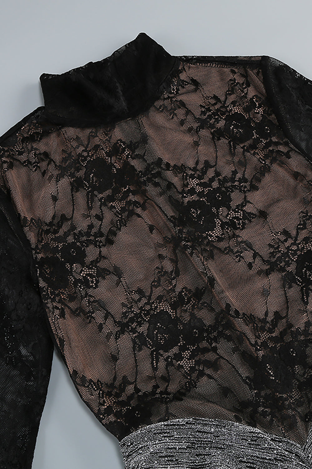 Lace Crystal Embellished Draped Dress In Black