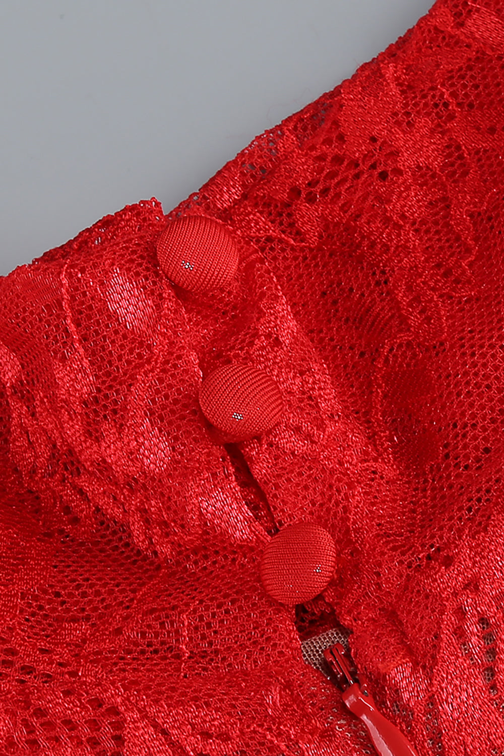 Lace Crystal Embellished Draped Dress In Red