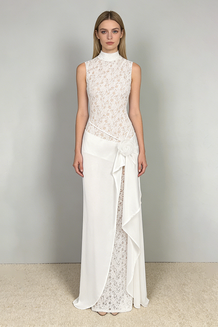 Lace Floral Embellished Maxi Dress