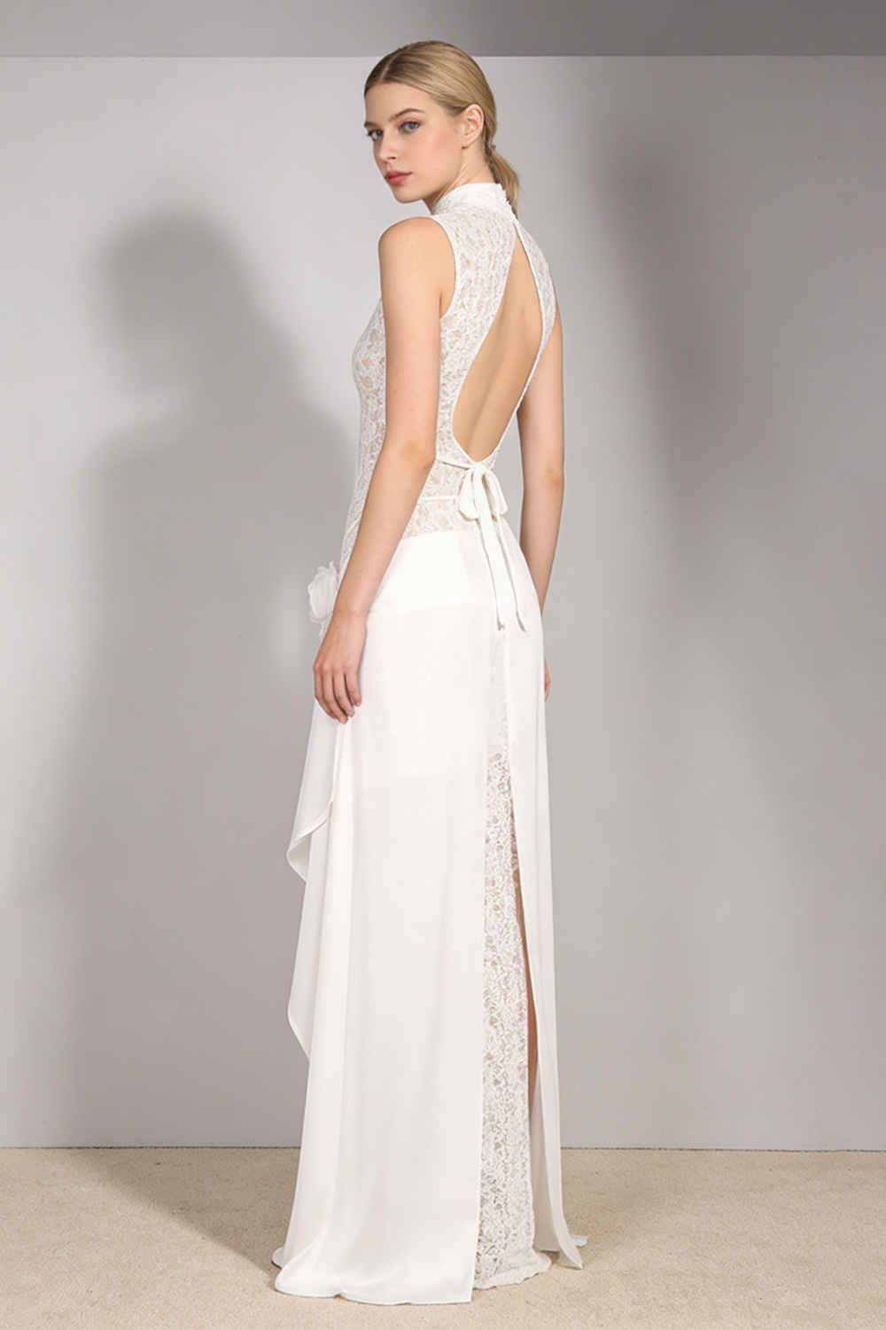 Lace Floral Embellished Maxi Dress