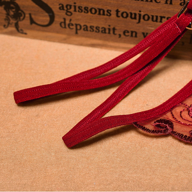 Lace Mesh Open Crotch Adjustable Thongs