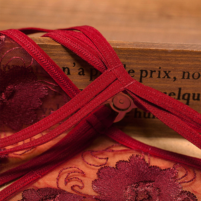 Lace Mesh Open Crotch Adjustable Thongs