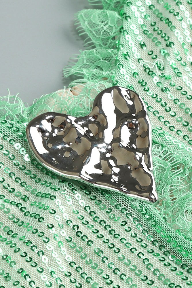 Lace Sequin-embroidered Ruched Slit Gown