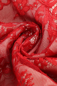 Lace Ruffles Midi Dress in Red