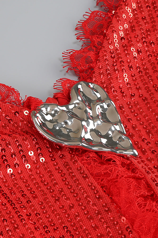 Lace Sequin-embroidered Ruched Slit Gown