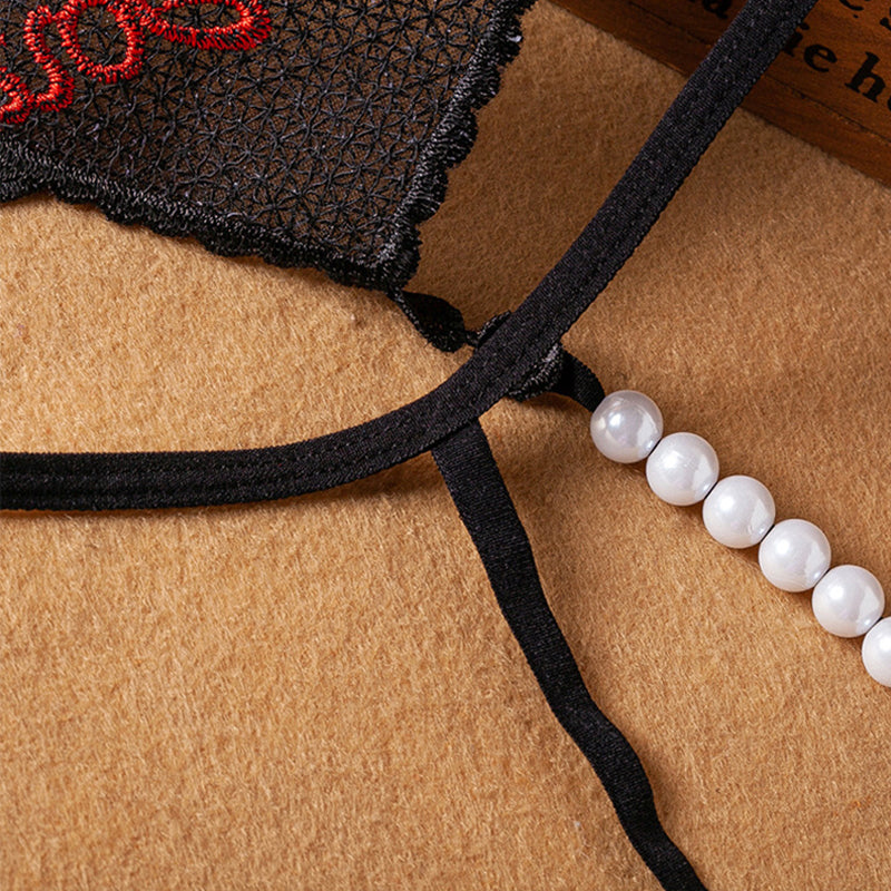 Ladies Embroidery I Lover you Pearl G-Strings