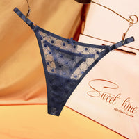 Ladies Mesh Embroidered Lace Thongs