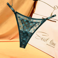 Ladies Mesh Embroidered Lace Thongs
