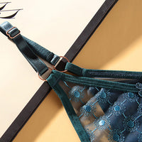 Ladies Mesh Embroidered Lace Thongs